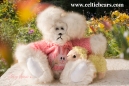 white bear with champagne tipped fur, with bunny sweater and baby lamb 1000 116
